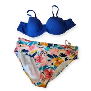 Nicole Miller Tropical Multicolored Floral Bikini Size 1X